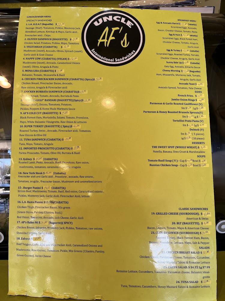 Uncle Af's Menu image 3